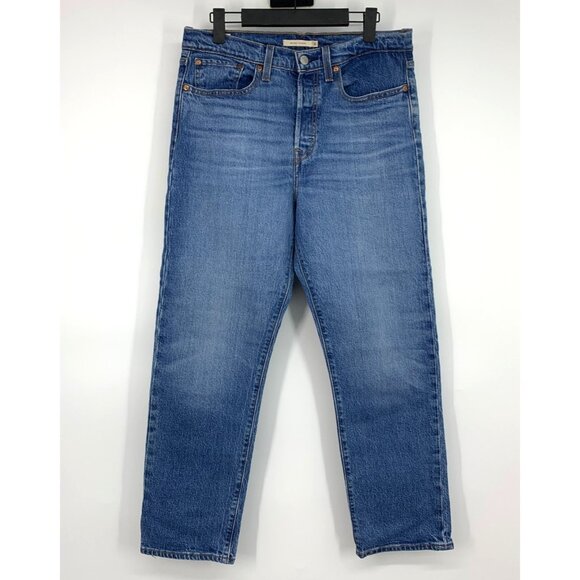 Levis Jeans Wedgie Straight Button Fly Blue Denim High Rise Cotton - Picture 2 of 13